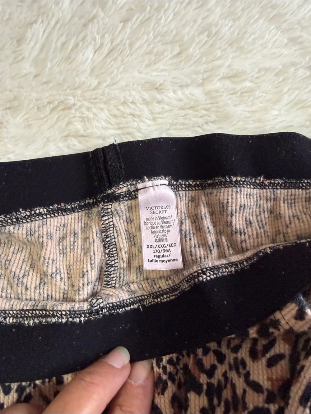 Victoria's Secret Pink Leopard Print Pajama Set with Black Trim